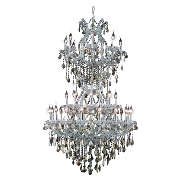 Elegant Lighting Swarovski Elements Smoky Golden Teak Crystal Maria Theresa 34-Light 2800D36SC-GT/SS